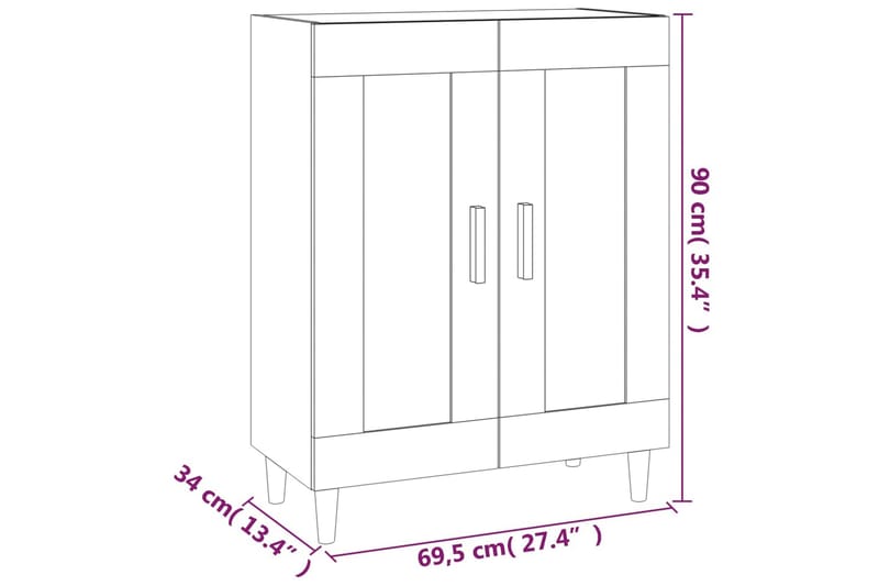 beBasic skænk 69,5x34x90 cm konstrueret træ hvid - Hvid - Opbevaring - Opbevaringsmøbler - Skænke & sideboards