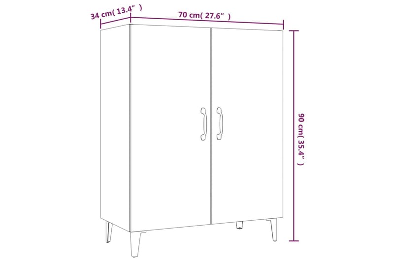 beBasic skænk 70x34x90 cm konstrueret træ brun egetræsfarve - Brun - Opbevaring - Opbevaringsmøbler - Skænke & sideboards