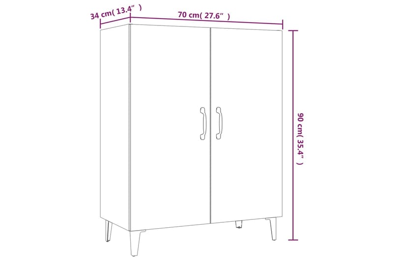 beBasic skænk 70x34x90 cm konstrueret træ hvid højglans - Hvid - Opbevaring - Opbevaringsmøbler - Skænke & sideboards