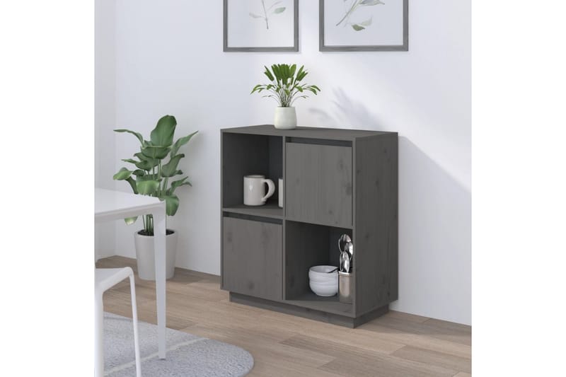 beBasic skænk 74x35x80 cm massivt fyrretræ grå - GrÃ¥ - Opbevaring - Opbevaringsmøbler - Skænke & sideboards