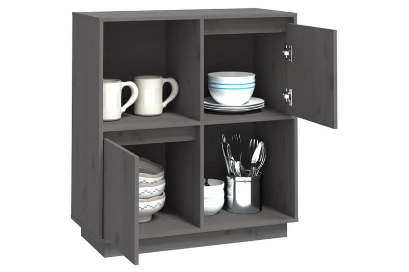 beBasic skænk 74x35x80 cm massivt fyrretræ grå - GrÃ¥ - Opbevaring - Opbevaringsmøbler - Skænke & sideboards