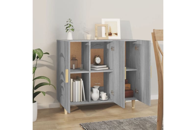 beBasic skænk 90x34x80 cm konstrueret træ grå sonoma-eg - GrÃ¥ - Opbevaring - Opbevaringsmøbler - Skænke & sideboards