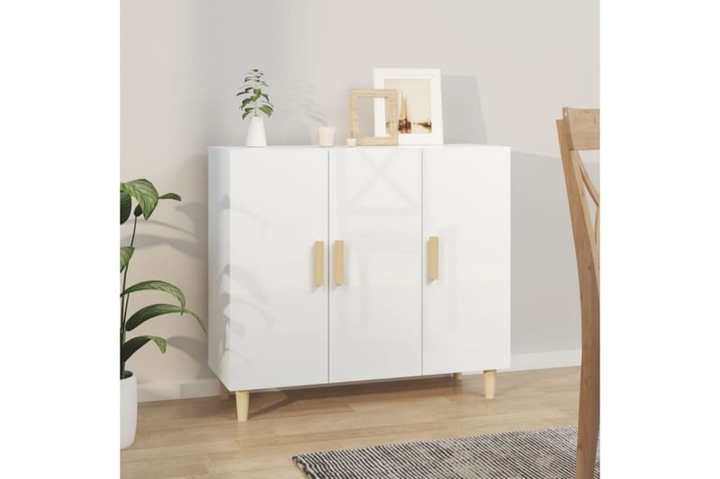 beBasic skænk 90x34x80 cm konstrueret træ hvid højglans - Hvid - Opbevaring - Opbevaringsmøbler - Skænke & sideboards