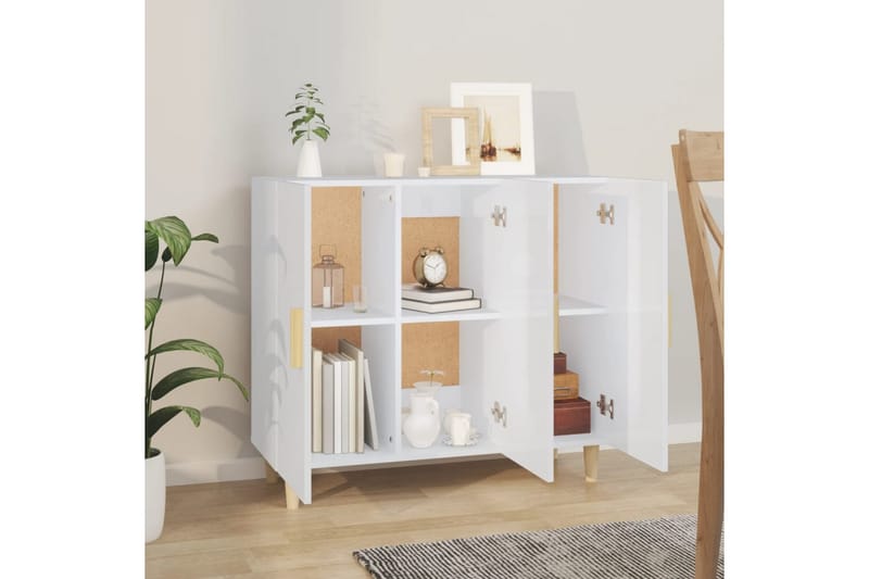 beBasic skænk 90x34x80 cm konstrueret træ hvid højglans - Hvid - Opbevaring - Opbevaringsmøbler - Skænke & sideboards