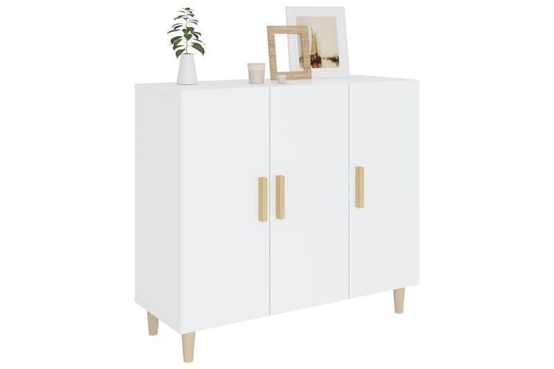 beBasic skænk 90x34x80 cm konstrueret træ hvid højglans - Hvid - Opbevaring - Opbevaringsmøbler - Skænke & sideboards