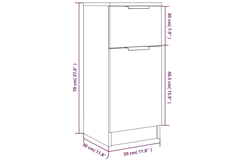 beBasic skænke 2 stk. 30x30x70 cm konstrueret træ brun egetræsfarve - Brun - Opbevaring - Opbevaringsmøbler - Skænke & sideboards