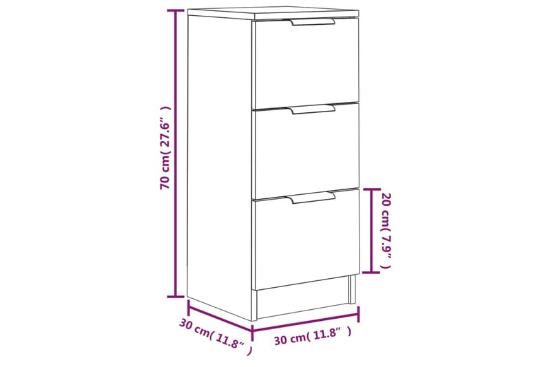 beBasic skænke 2 stk. 30x30x70 cm konstrueret træ brun egetræsfarve - Brun - Opbevaring - Opbevaringsmøbler - Skænke & sideboards