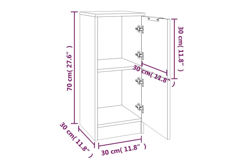 beBasic skænke 2 stk. 30x30x70 cm konstrueret træ hvid - Hvid - Opbevaring - Opbevaringsmøbler - Skænke & sideboards