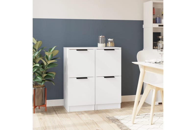 beBasic skænke 2 stk. 30x30x70 cm konstrueret træ hvid - Hvid - Opbevaring - Opbevaringsmøbler - Skænke & sideboards