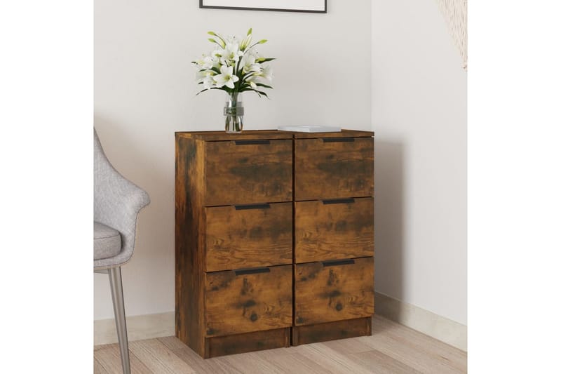 beBasic skænke 2 stk. 30x30x70 cm konstrueret træ røget egetræsfinish - Brun - Opbevaring - Opbevaringsmøbler - Skænke & sideboards