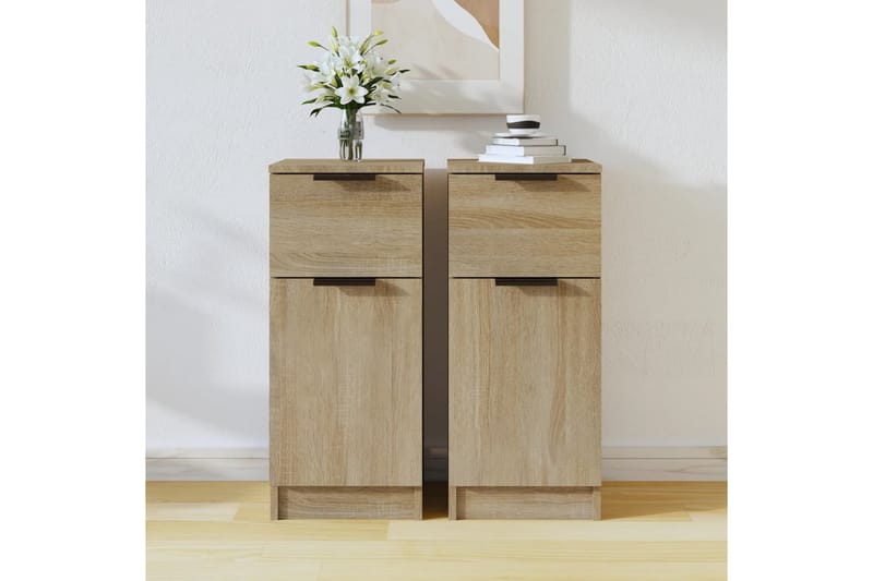 beBasic skænke 2 stk. 30x30x70 cm konstrueret træ sonoma-eg - Brun - Opbevaring - Opbevaringsmøbler - Skænke & sideboards