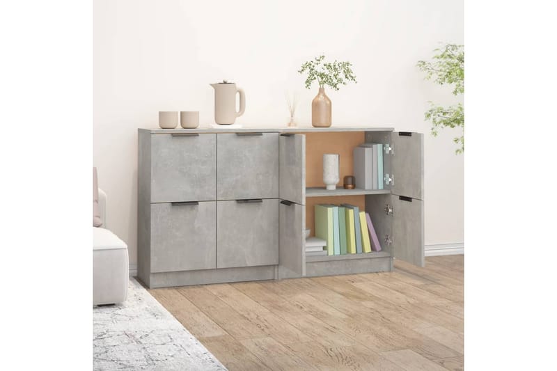 beBasic skænke 2 stk. 60x30x70 cm konstrueret træ betongrå - GrÃ¥ - Opbevaring - Opbevaringsmøbler - Skænke & sideboards