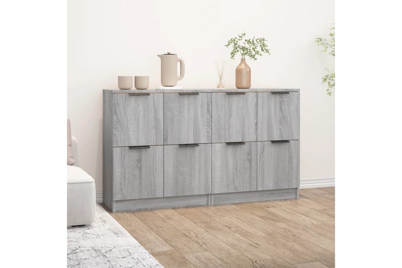 beBasic skænke 2 stk. 60x30x70 cm konstrueret træ grå sonoma-eg - GrÃ¥ - Opbevaring - Opbevaringsmøbler - Skænke & sideboards