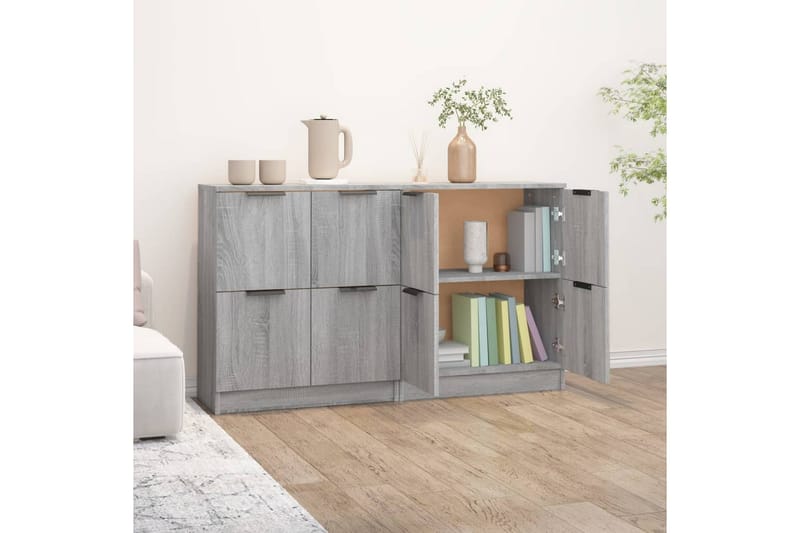 beBasic skænke 2 stk. 60x30x70 cm konstrueret træ grå sonoma-eg - GrÃ¥ - Opbevaring - Opbevaringsmøbler - Skænke & sideboards