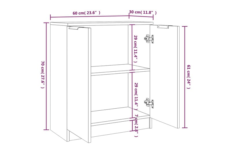 beBasic skænke 2 stk. 60x30x70 cm konstrueret træ grå sonoma-eg - GrÃ¥ - Opbevaring - Opbevaringsmøbler - Skænke & sideboards