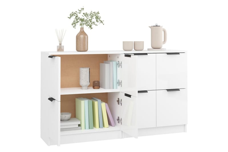 beBasic skænke 2 stk. 60x30x70 cm konstrueret træ hvid højglans - Hvid - Opbevaring - Opbevaringsmøbler - Skænke & sideboards