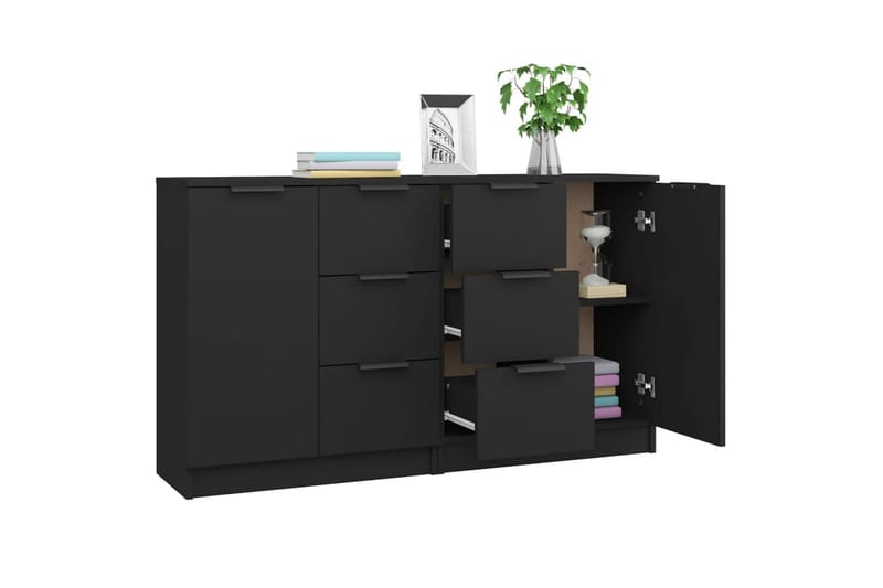 beBasic skænke 2 stk. 60x30x70 cm konstrueret træ sort - Sort - Opbevaring - Opbevaringsmøbler - Skænke & sideboards