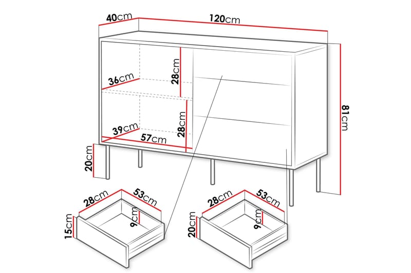 Belonger Kommode 120 cm - Sort - Opbevaring - Opbevaringsmøbler - Kommode