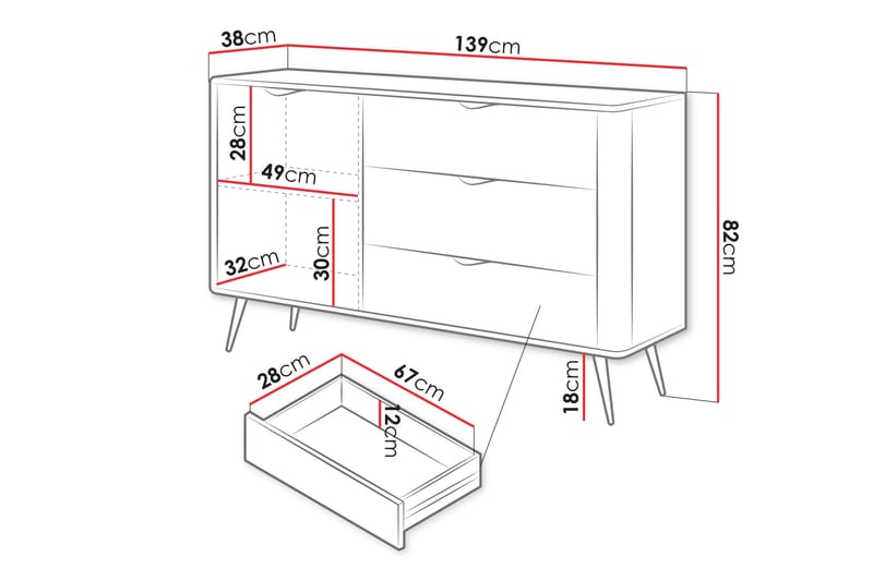 Forba Kommode 138 cm - Sort - Opbevaring - Opbevaringsmøbler - Kommode