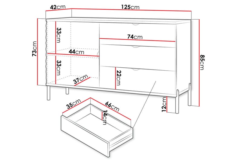 Holmes Kommode 125 cm - Hvid - Opbevaring - Opbevaringsmøbler - Kommode