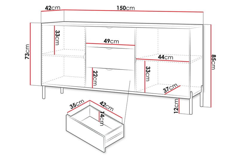 Holmes Kommode 150 cm - Hvid - Opbevaring - Opbevaringsmøbler - Kommode