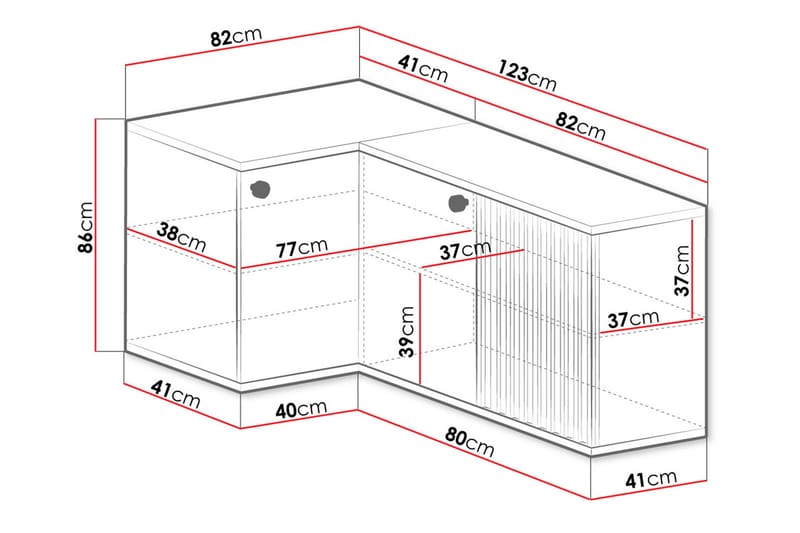 Aldbrough Hjørnekommode 123x86x82 cm - Natur/Sort - Opbevaring - Opbevaringsmøbler - Kommode