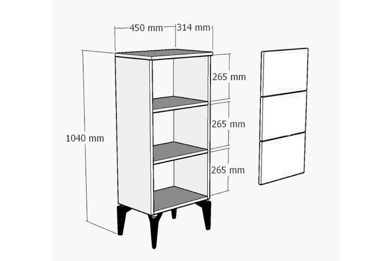 Asimo Kommode 45 cm - Antracit/Hvid - Opbevaring - Opbevaringsmøbler - Kommode - Entrékommode