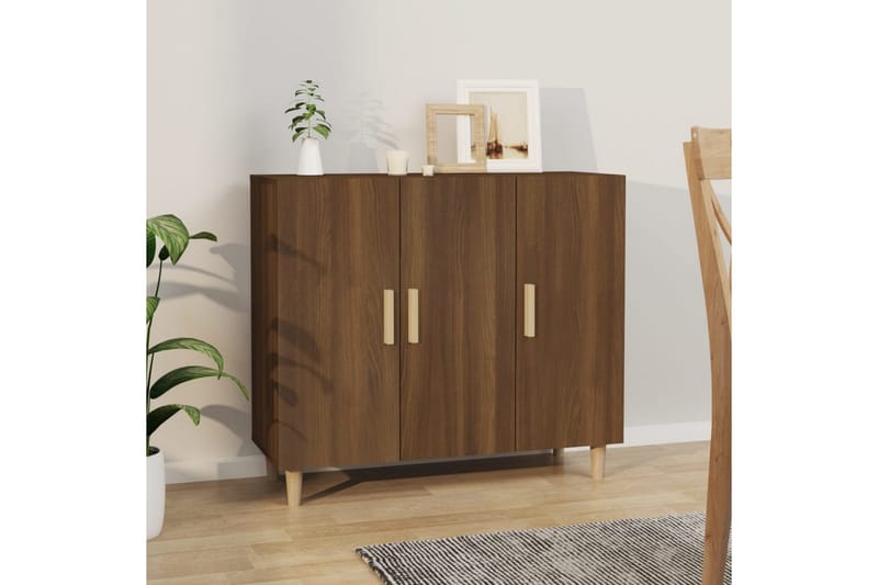 beBasic skænk 90x34x80 cm konstrueret træ brun egetræsfarve - Brun - Opbevaring - Opbevaringsmøbler - Kommode - Entrékommode