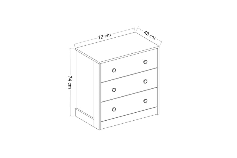 Berdez Byrå 72 cm - Hvid - Opbevaring - Opbevaringsmøbler - Kommode - Entrékommode