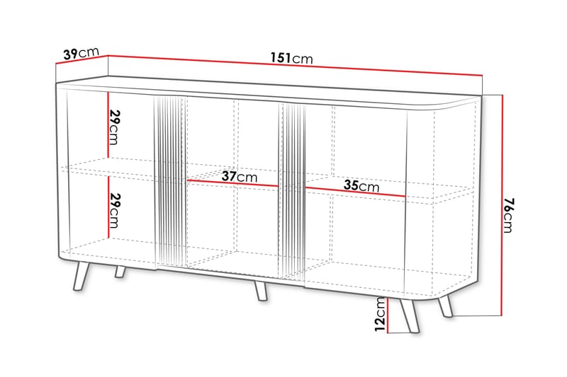 Clement Kommode 151 cm - Sort - Opbevaring - Opbevaringsmøbler - Kommode