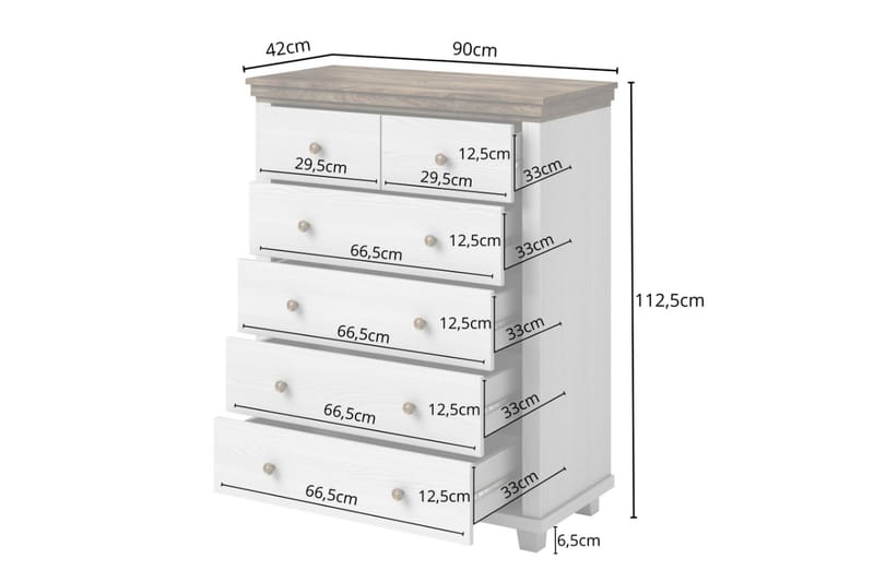 Doade kommode 90x42x112,5 cm - Askegrå/Natur - Opbevaring - Opbevaringsmøbler - Kommode - Entrékommode