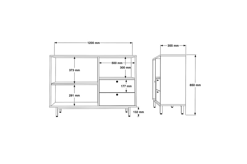 Donae Kommode 120 cm - Eg/Antracit - Opbevaring - Opbevaringsmøbler - Kommode