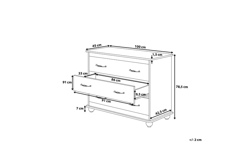 Everett Bureau 45 | 100 cm - Hvid - Opbevaring - Opbevaringsmøbler - Kommode - Entrékommode