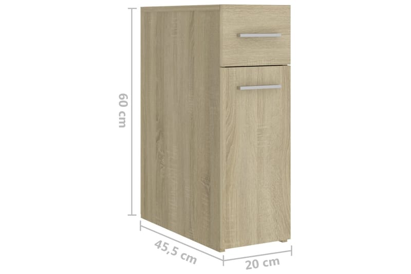 højskab 20x45,5x60 cm spånplade sonoma-eg - Brun - Købmandsdisk - Kommode