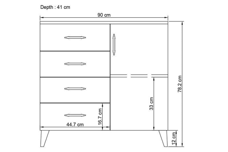 Hananiah Byrå 90 cm - Hvid - Opbevaring - Opbevaringsmøbler - Kommode - Entrékommode