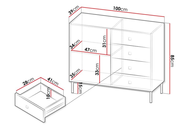 Hermann Kommode 100 cm - Hvid - Opbevaring - Opbevaringsmøbler - Kommode - Entrékommode