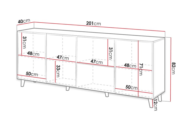 Juniskär Kaappi säilytystilalla puu 40x82x200 cm - Sort|Eg - Opbevaring - Opbevaringsmøbler - Kommode