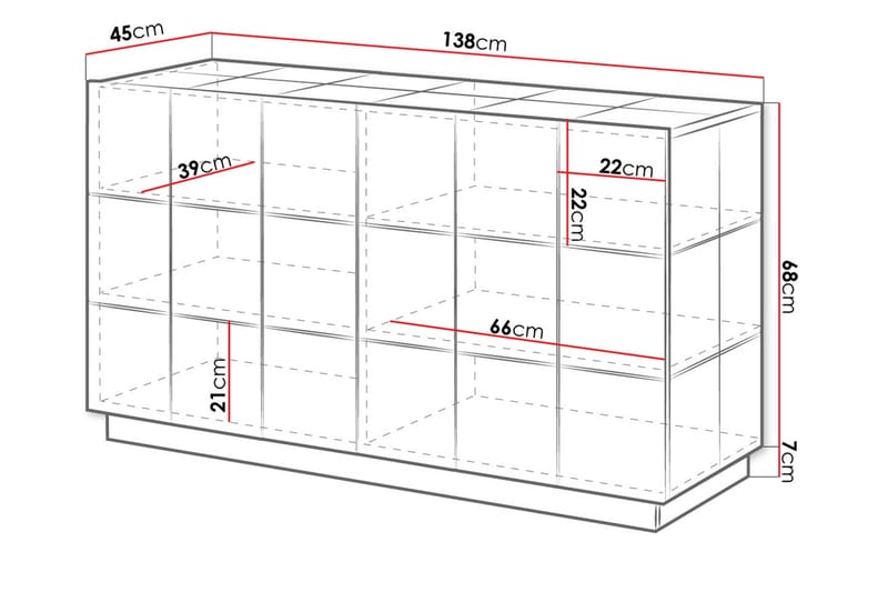 Kommode 138 cm - Sort - Opbevaring - Opbevaringsmøbler - Kommode