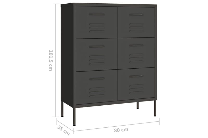 kommode 80x35x101,5 cm stål antracitgrå - Antracit - Opbevaring - Opbevaringsmøbler - Kommode - Entrékommode