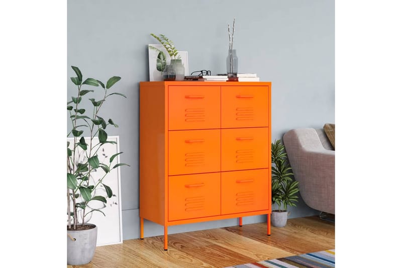 kommode 80x35x101,5 cm stål orange - Orange - Opbevaring - Opbevaringsmøbler - Kommode - Entrékommode