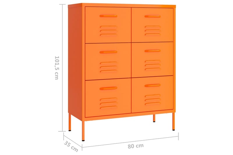 kommode 80x35x101,5 cm stål orange - Orange - Opbevaring - Opbevaringsmøbler - Kommode - Entrékommode