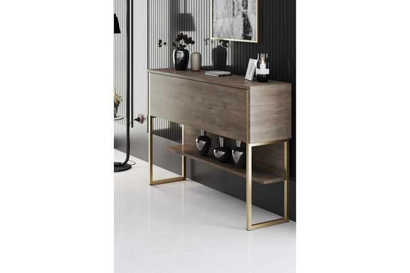 Luxe Kommode 120 cm - Guld/Valnød - Opbevaring - Opbevaringsmøbler - Kommode