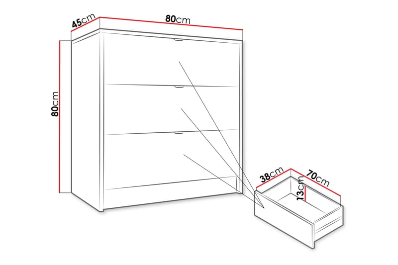 Munkedal Kommode 80 cm - Hvid - Opbevaring - Opbevaringsmøbler - Kommode - Entrékommode