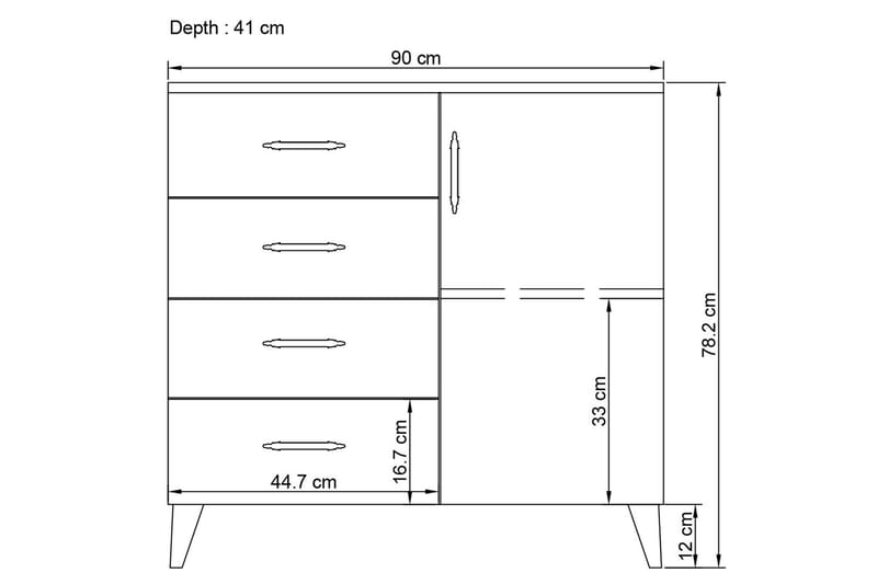 Parvinder Kommode 90 cm - Hvid - Opbevaring - Opbevaringsmøbler - Kommode - Entrékommode