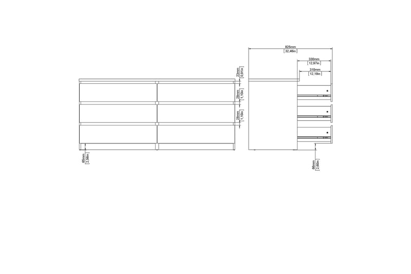 Salomns Kommode 50x154 cm - Hvid|Grå - Opbevaring - Opbevaringsmøbler - Kommode - Entrékommode