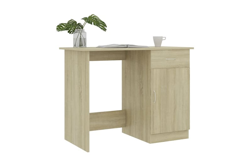 Skrivebord 100x50x76 cm Spånplade Sonoma-Eg - Brun - Opbevaring - Opbevaringsmøbler - Kommode - Sekretær