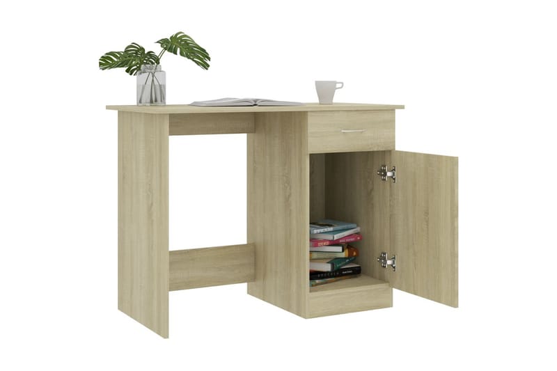 Skrivebord 100x50x76 cm Spånplade Sonoma-Eg - Brun - Opbevaring - Opbevaringsmøbler - Kommode - Sekretær