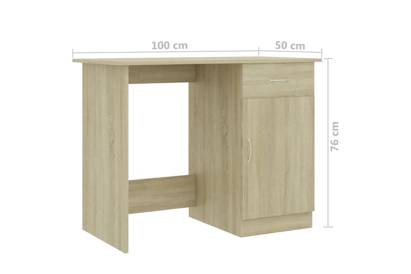 Skrivebord 100x50x76 cm Spånplade Sonoma-Eg - Brun - Opbevaring - Opbevaringsmøbler - Kommode - Sekretær