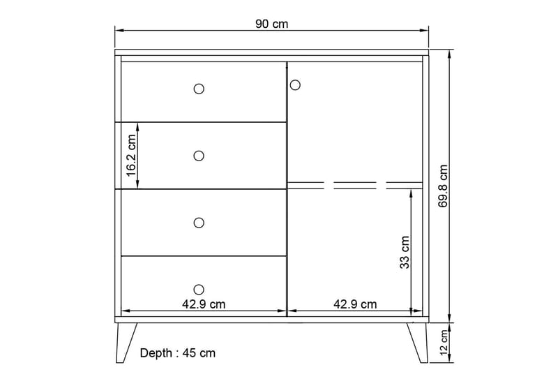 Sivaji Kommode 90 cm - Hvid - Opbevaring - Opbevaringsmøbler - Kommode - Entrékommode