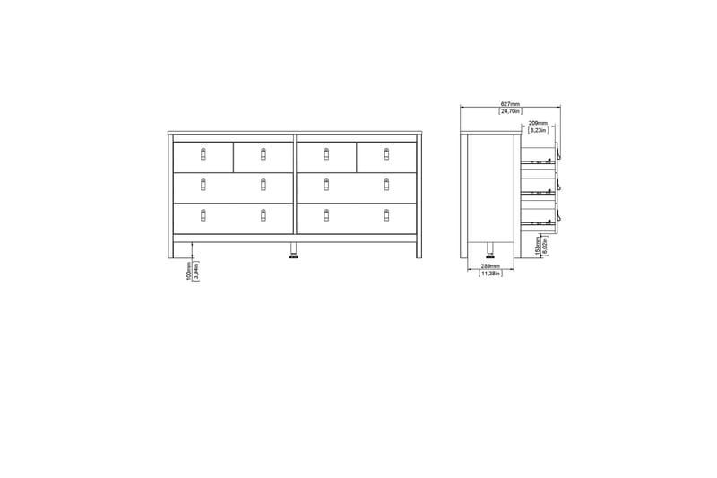 Vallvidera Sengebord 159 cm - Sort - Opbevaring - Opbevaringsmøbler - Kommode